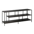 Henn&Hart TV Stand for TVs up to 60" with Metal Top and 2 Open Display Metal Shelves for Living Room, Family Room, or Office, Black
