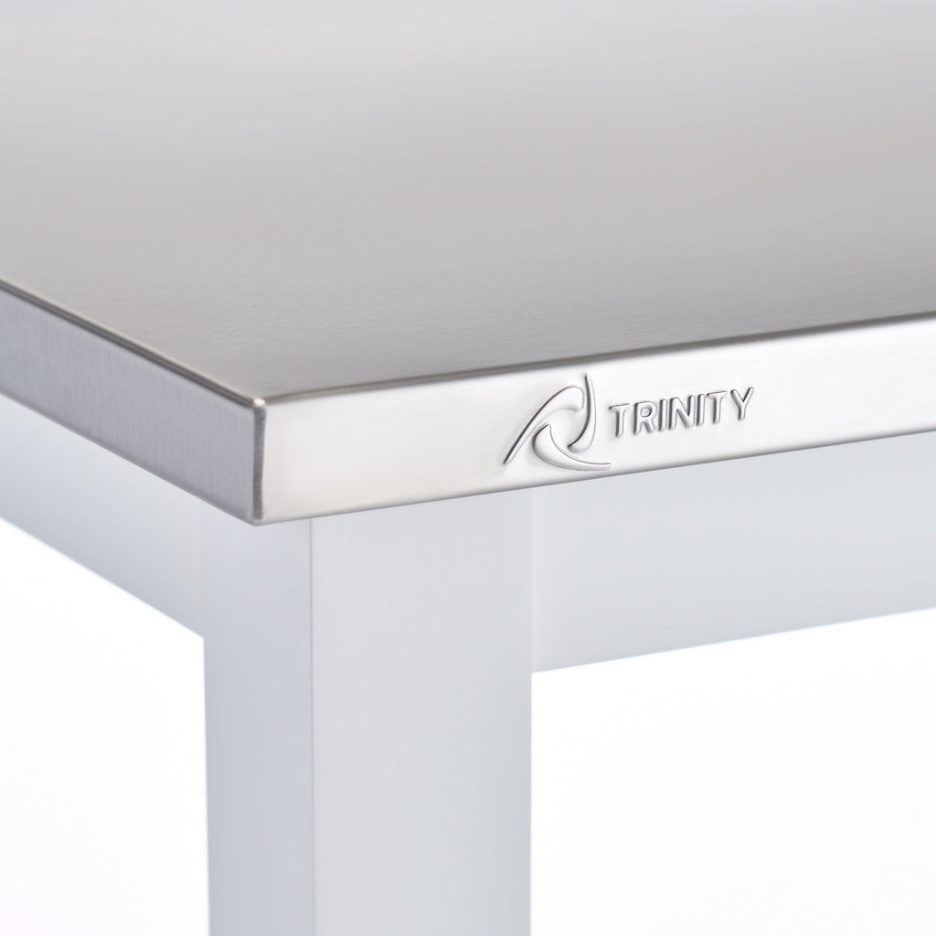 TRINITY 3-Tier Mobile Kitchen Island Storage Cart with Stainless Steel Top, 31.4" x 18" x 35", White