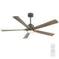 ELEHINSER 60" Modern Ceiling Fan with Light and Remote Control, 5 Solid Wood Blades 6-Speed Noiseless Reversible DC Motor, Ceiling Fan for Kitchen Dinning Living Room, Charcoal Finish with Wood Blades