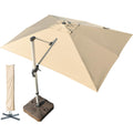 LKINBO 10x13 FT Rectangle Cantilever Umbrella with Cross Base, Heavy Duty Large Patio Umbrella 360 Degree Rotation Outdoor Offset Umbrella with Easy Tilt & Crank for Pool Deck Backyard, Khaki