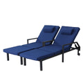AstrPthylx Patio Chaise Lounge Set – Adjustable Outdoor Lounge Chairs with Cushions & Headrest – All-Weather Rattan Reclining Lounge Chairs for Poolside, Garden, and Patio (2 Pcs, Blue)