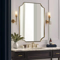 ANDY STAR 30x40 Inch Brushed Gold Mirror, Gold Scalloped Bathroom Mirror, Unique Rectangle Mirror in Never-Rust Stainless Steel Metal Frame, Wall Mount Vertical or Horizontal