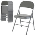 DUMOS 12 Pack Folding Chairs with Padded Cushion and Back - PU Leather Stackable Portable Dining Chairs Set, for Home and Office, Conference, Wedding, Party, Patio, Garden, for Indoor Outdoor, Grey