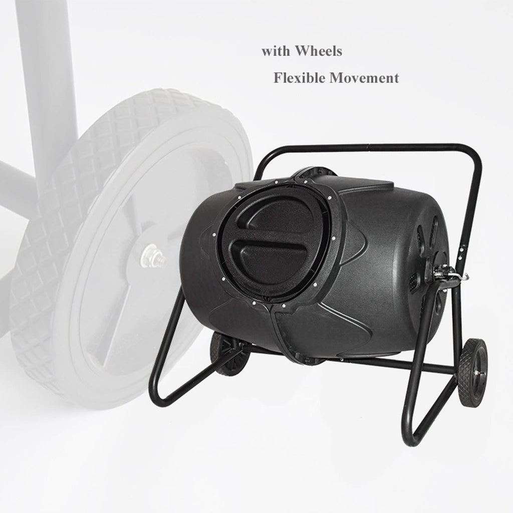 Electric Compost Bin Compost Tumbler Bin with Wheels and Handle, Mobile Heavy Duty Rotating Outdoor Organic Compost Bin Tumbling Mixer Composter for Kitchen Waste & Garden Clippings, Large 190L/50 Gal