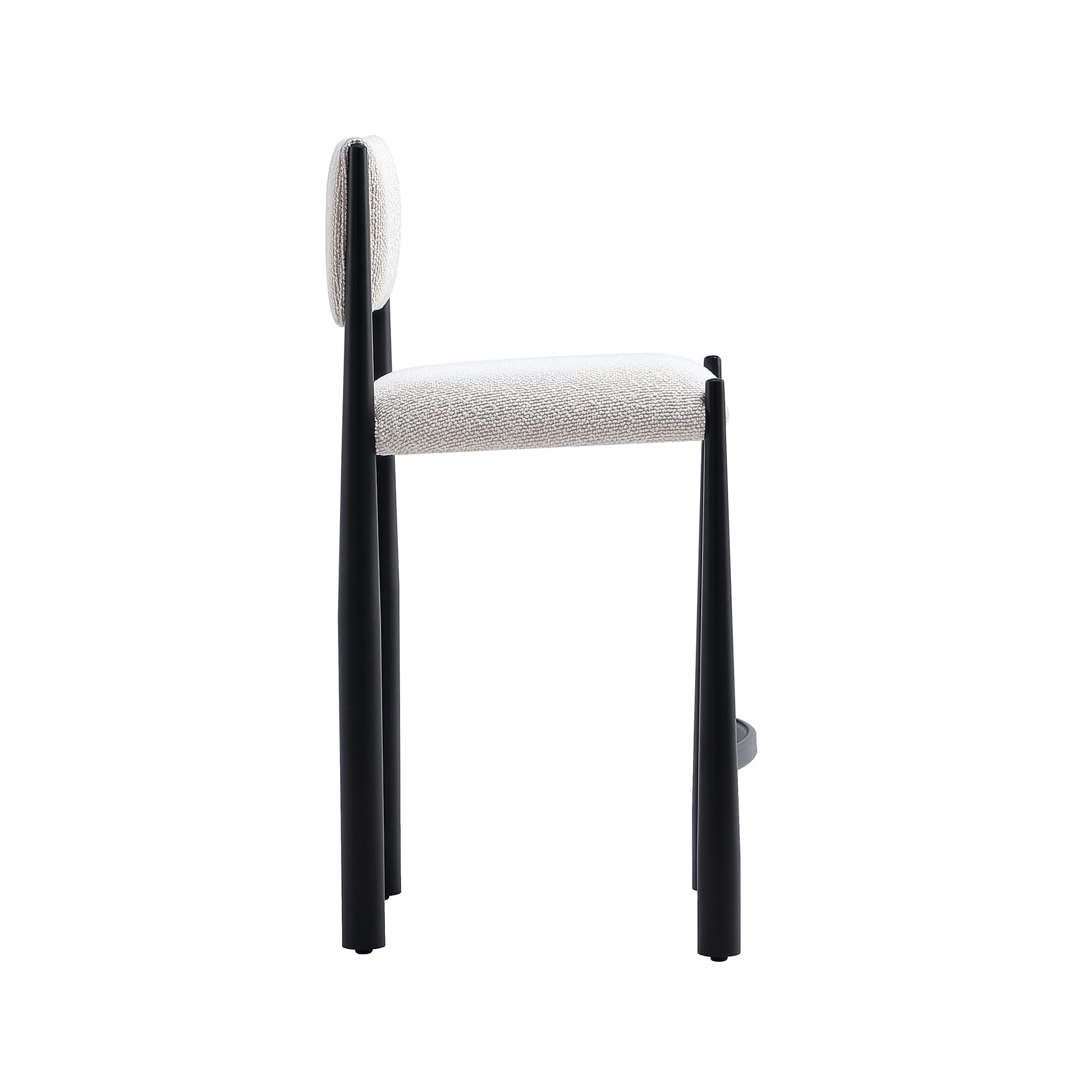Manhattan Comfort Lennor Counter Height Stools for Kitchen and Dining Room, Upholstered in Boucle Fabric, Island Chairs with Metal Frame, Padded Backrest, Fully Assembled Furniture, Cream