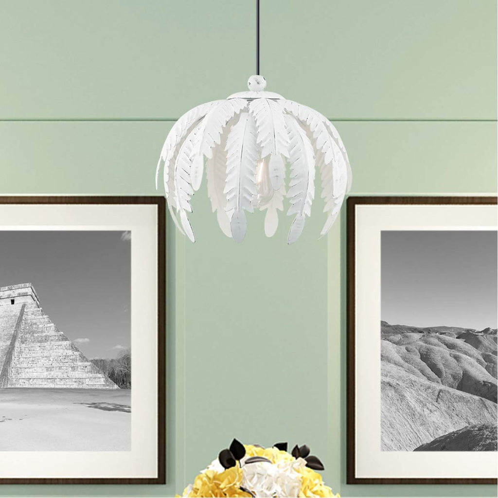 Livex Lighting 41231-60 Acanthus - One Light Mini Pendant, Antique White Finish with Antique White Metal Shade