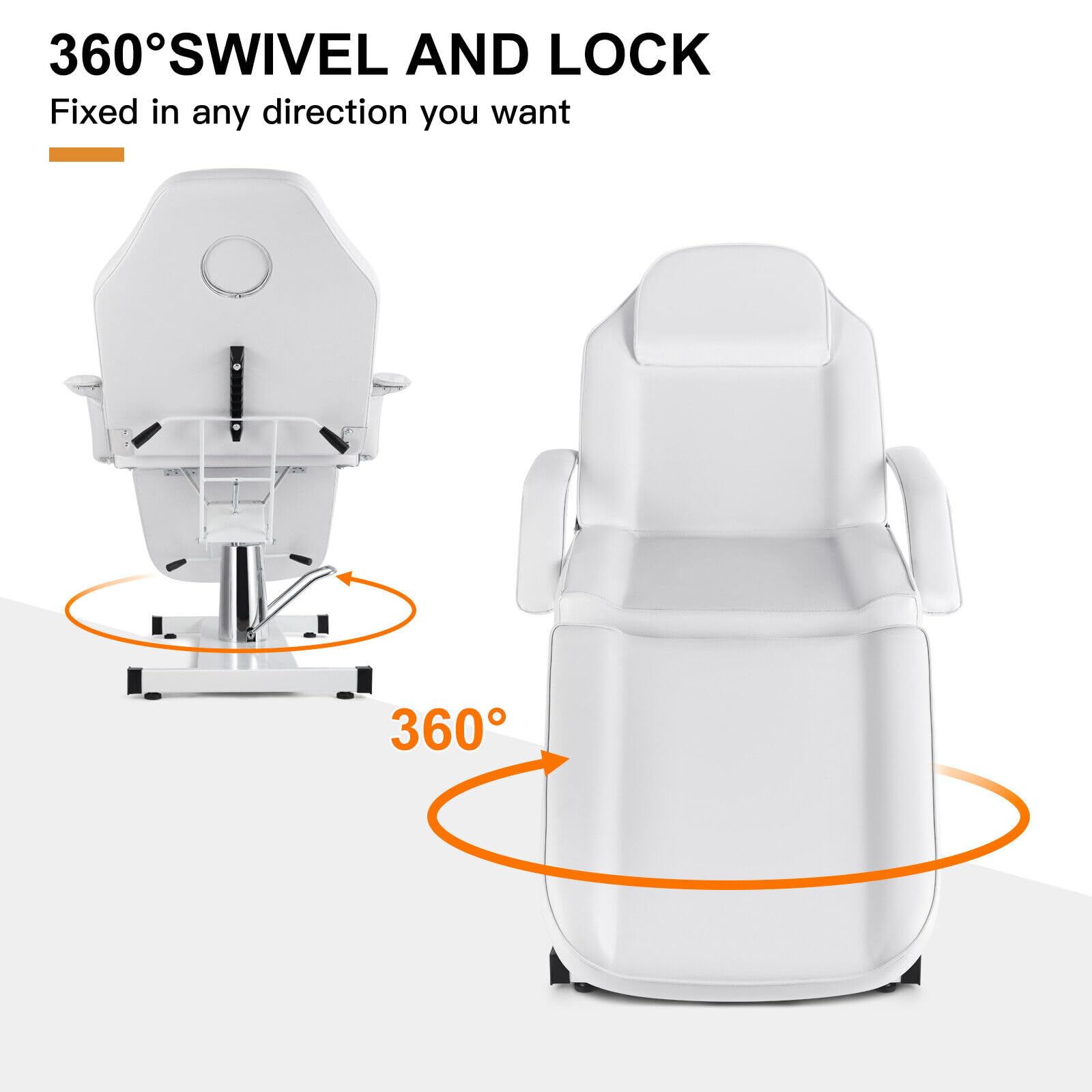 Artist hand Professional Hydraulic Tattoo Bed Swivel aesthetician Chair Adjustable Beauty Esthetician Spa Table for Eyelash Facial Bed Extensions Salon Equipment