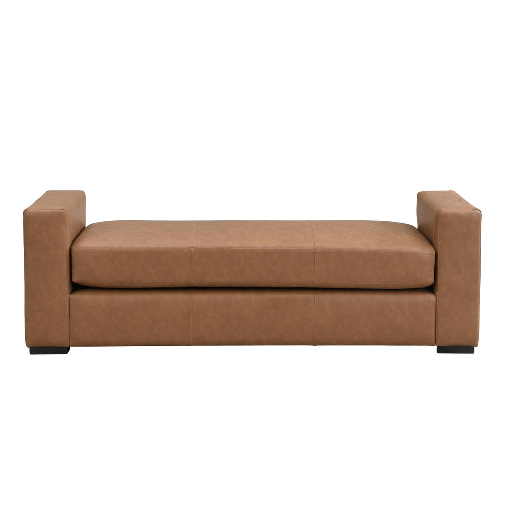 Christopher Knight Home Mosley Faux Leather Upholstered Ottoman Bench, Rectangular Foot Stools Ottoman, Wooden Ottoman Footrest, Bedroom End of Bed Footstool, Living Room Sofa Extra Seat, Brown