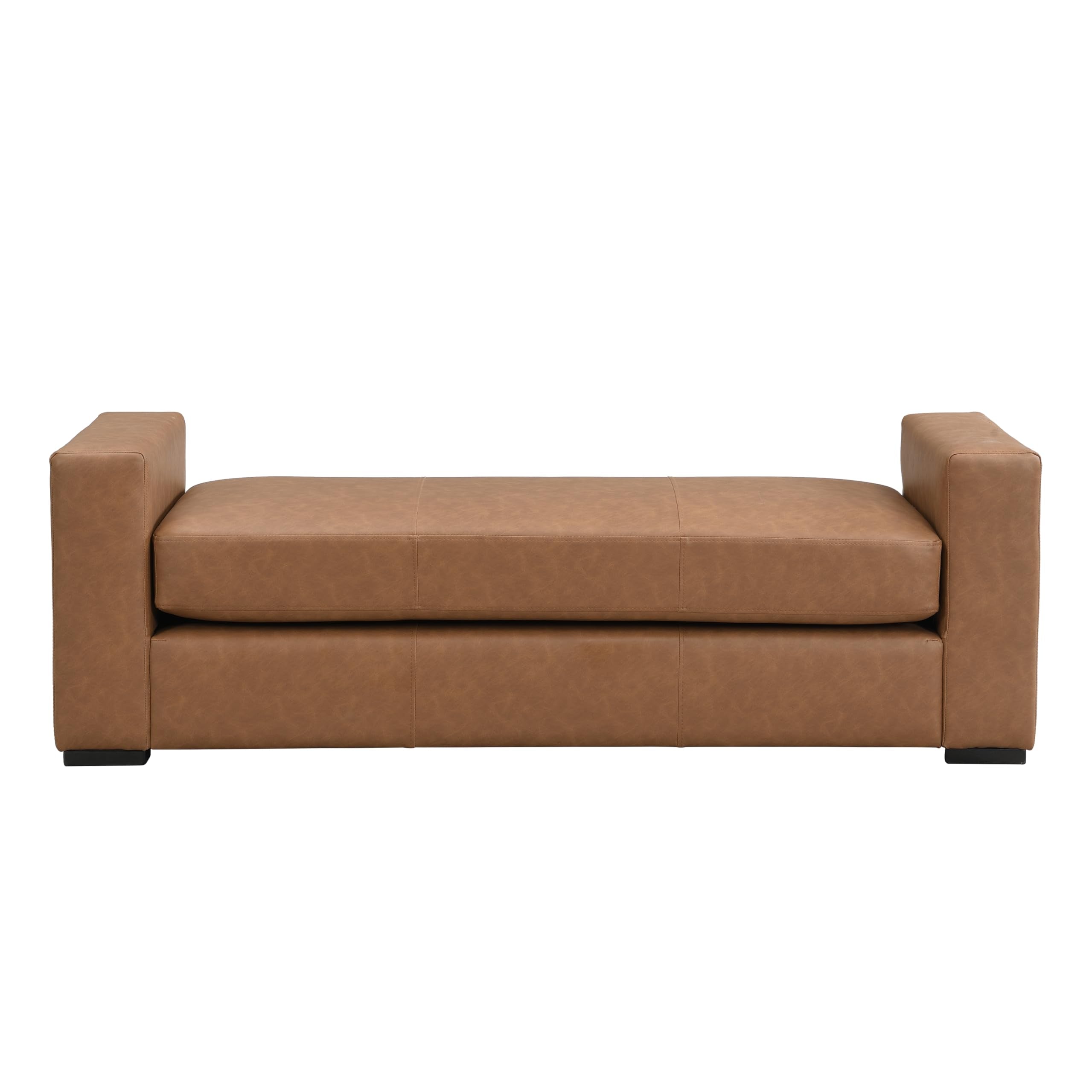Christopher Knight Home Mosley Faux Leather Upholstered Ottoman Bench, Rectangular Foot Stools Ottoman, Wooden Ottoman Footrest, Bedroom End of Bed Footstool, Living Room Sofa Extra Seat, Brown