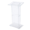 OEF Furnishings CoreGhost Series Commercial-Grade Modern Clear Acrylic Lectern with Shelf (24-inch Reading Surface)