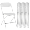 UOCFYK Folding Chairs, Indoor Outdoor Portable Commercial Stackable Plastic Chairs for Parties Weddings and Office Pack of 10, White