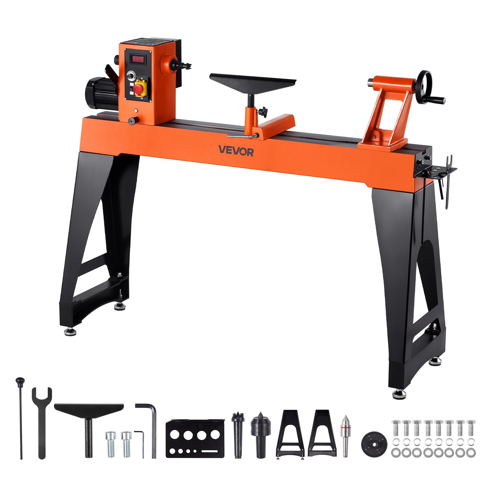 VEVOR 1.5 HP Wood Lathe, 16 x 40 in Wood Lathe Machine with 150 to 3200 RPM Variable Speed Brushless DC Motor Cast Iron Body Tool Rest for Medium to Large Projects Woodworking