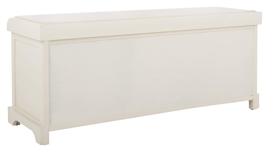 SAFAVIEH Furniture - Lonan Storage Bench - Vintage White - Solid Wood - Farmhouse Lift-Top Design - Ideal for Entryway, Living Room, Hallway, 18" Seat Height (AMH5733C)