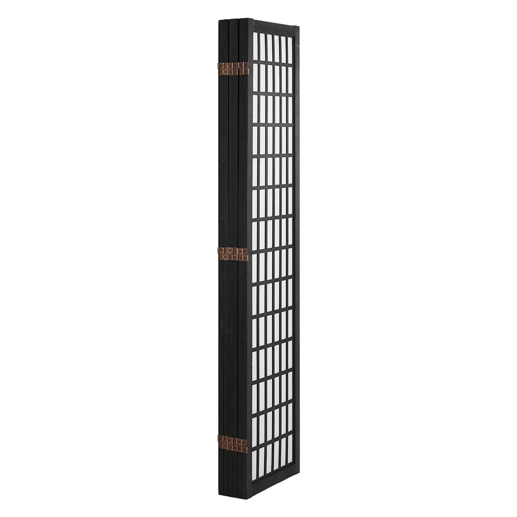 Amacv Room Divider, 6 Panel Japanese Room Divider, Folding Privacy Screen Indoor, Portable Partition Dividers and Decoration Screens, for Room Separation, Home, Office, Restaurant & Bedroom (Black)