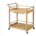 NYTFHMS Luxury Bar Serving Cart for Hotels & Restaurants 3Tier Rolling Kitchen Island with Wine Glass Holder Wooden Storage Wagon Elegant Service Trolley for Home Use,Beige-One Size