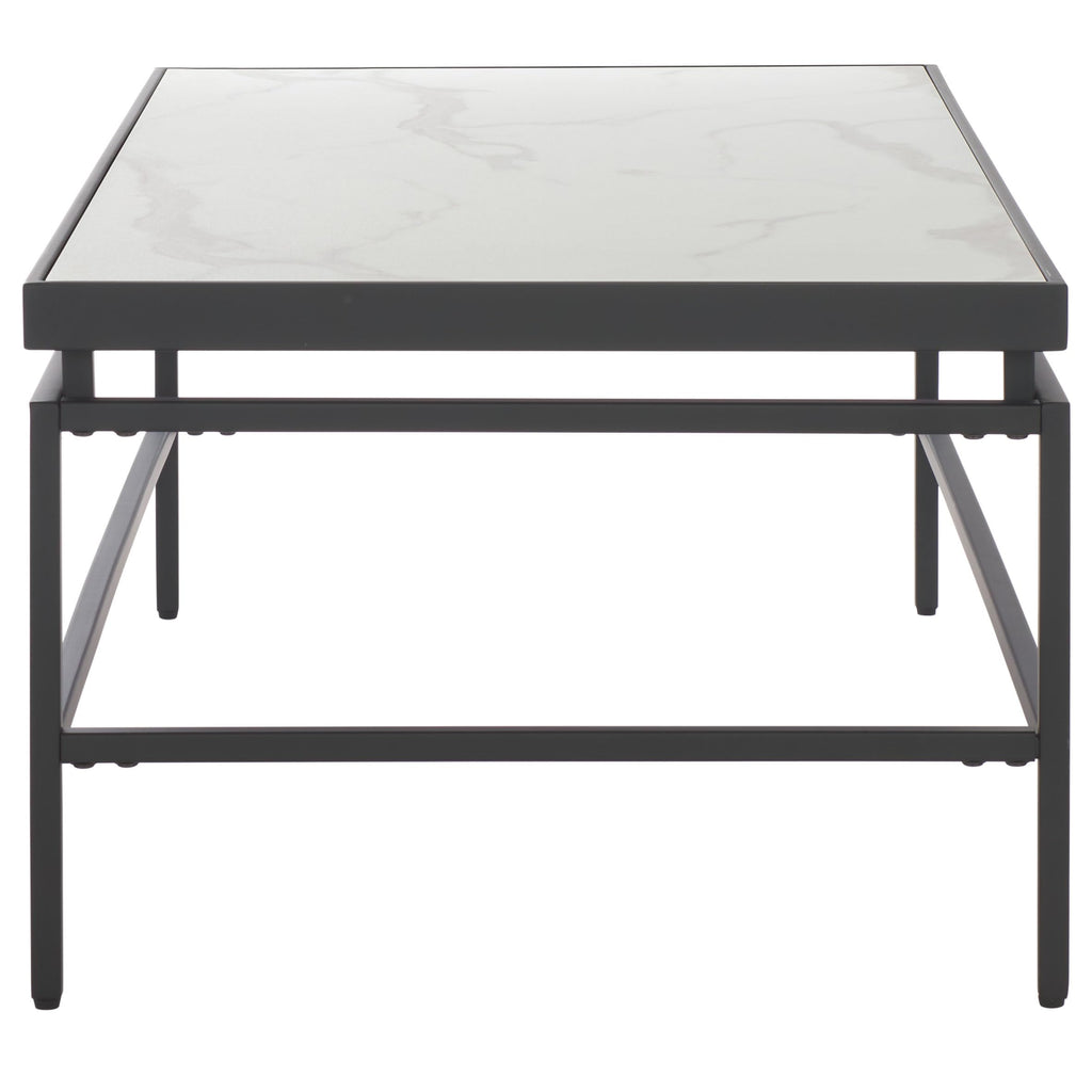 SAFAVIEH Home Collection - Acelin White Faux Marble Top & Black Metal Base Rectangular Coffee Table (COF7017A)