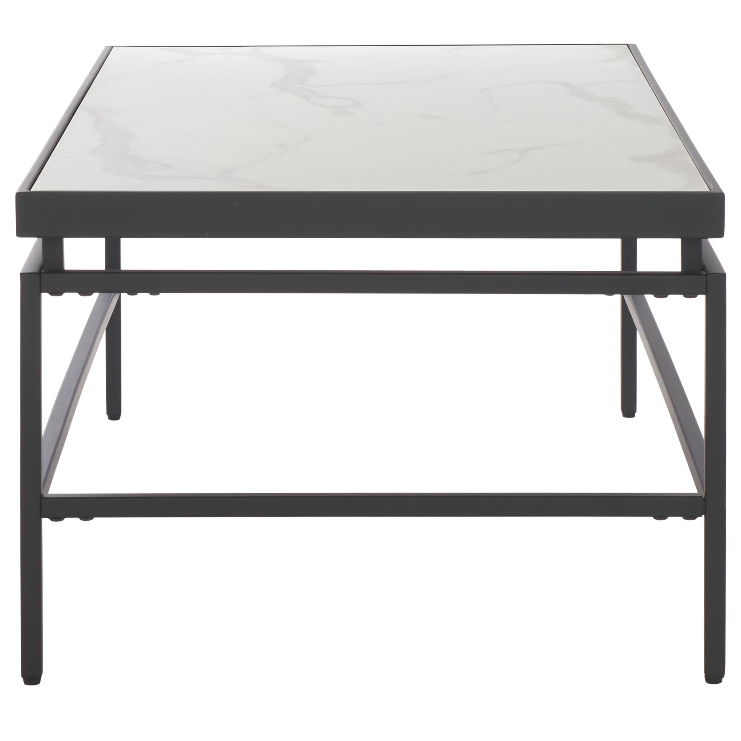 SAFAVIEH Home Collection - Acelin White Faux Marble Top & Black Metal Base Rectangular Coffee Table (COF7017A)