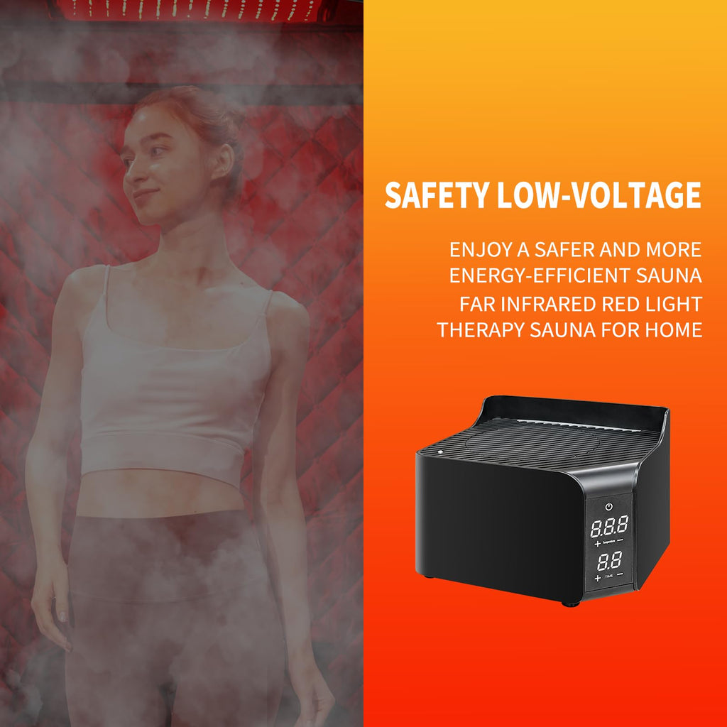 iDOTODO Portable Personal Far Infrared Sauna Box for Home with 660nm Red Light Threapy Panel, Upgraded Infrared Dry Sauna, 140℉, Heating Foot Pad, Upgraded Comfortable Chair
