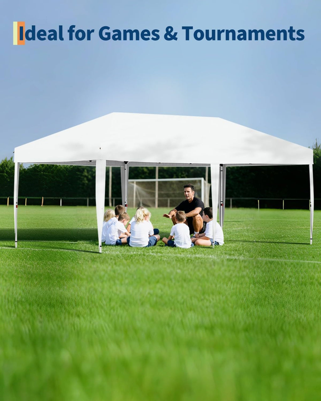Garvee 10x20 Pop Up Canopy with 6 Sidewalls, Beach Ten with One Push Setup, Reinforced Frame, Outdoor Easy Up Canopy Tent with Portable Roller Bag, Adjustable Height, Sandbags, Silver Coated, White