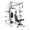Marcy Pro Smith Cage Workout Machine Full Body Training Home Gym Equipment System with Leg Developer, Press Bar, PEC Deck, and Squat Rack, White