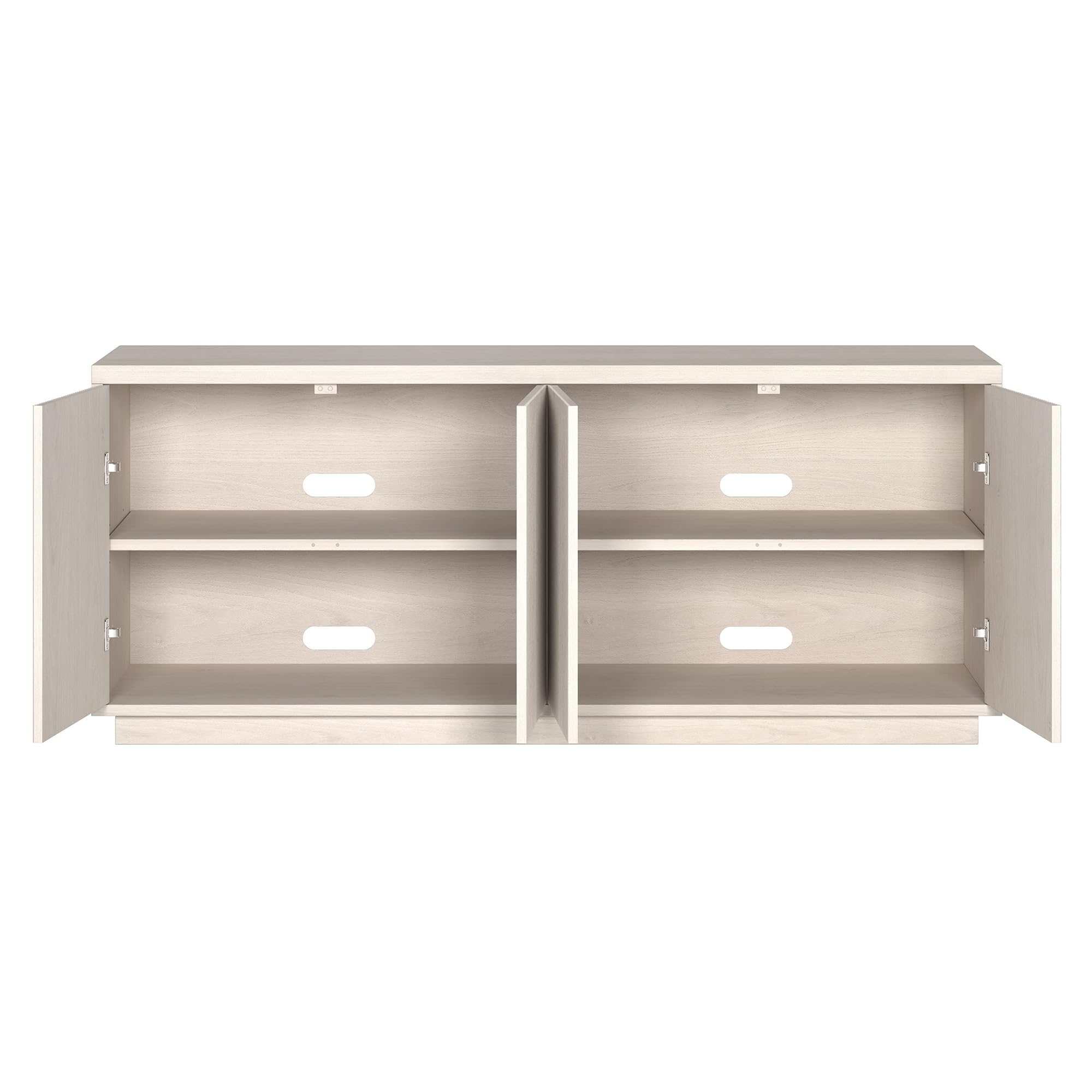 Henn&Hart Fluted TV Stand for TVs up to 65" with 2 Concealed Ribbed Storage Cabinets and Adjustable Shelves for Living Room, Family Room, or Office, Beech White