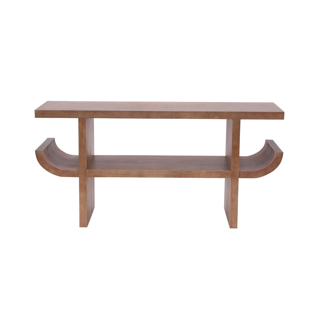 Christopher Knight Home Mesha Modern Console Table with Shelf, Wooden Entryway Table with Open Storage Shelf, Behind The Couch Long Sofa Table for Living Room, Natural Brown