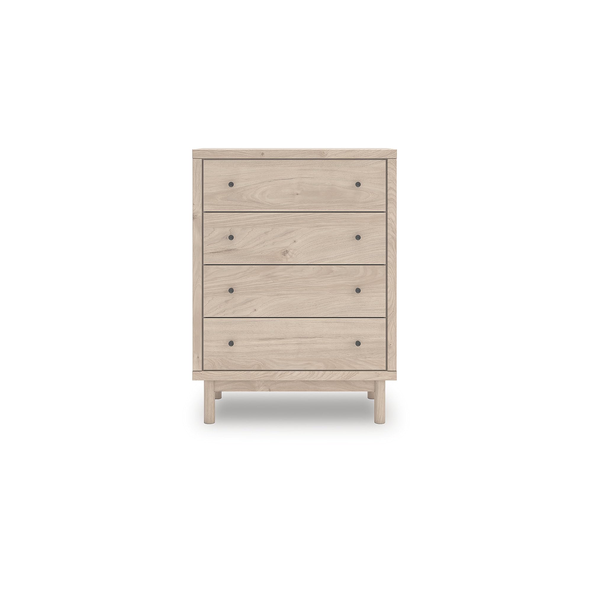Signature Design by Ashley Birkmore Mid-Century Modern 4-Drawer Chest with Easy Glide and Safety Stop for Bedroom, Light Brown
