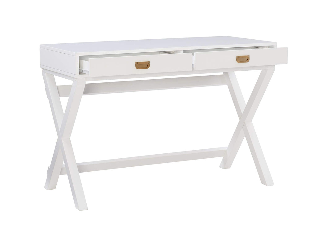 Linon Connor White Writing Desk with Two Drawers