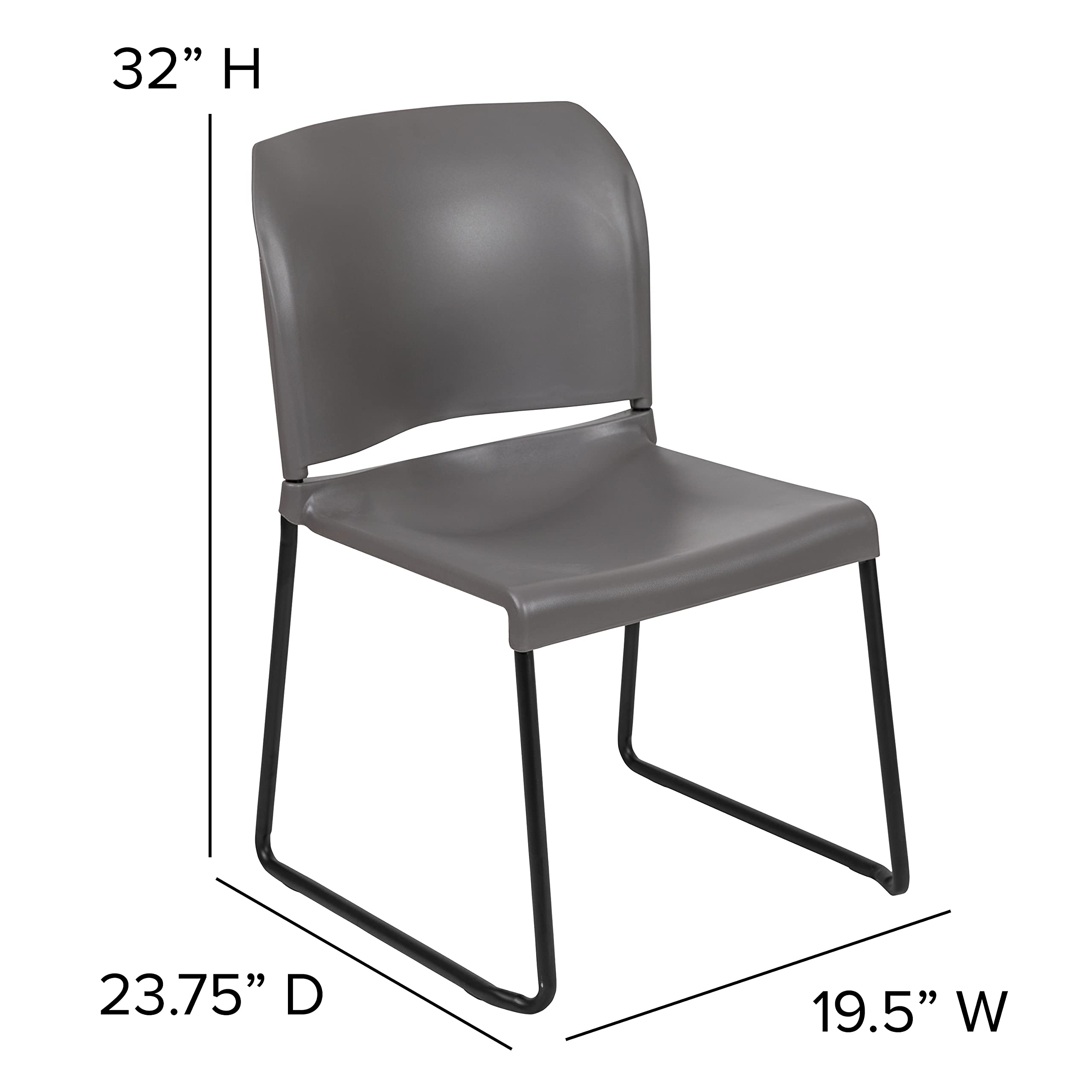 Flash Furniture Hercules Series Contoured Stacking Chairs for Waiting Rooms and Offices, Ergonomic Lobby Chairs with Curved Back, Set of 5, Gray