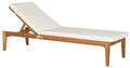 SAFAVIEH Outdoor Collection Arcata Natural Solid Wood/Beige Cushion Adjustable Chaise Lounge Chair (PAT6730A)