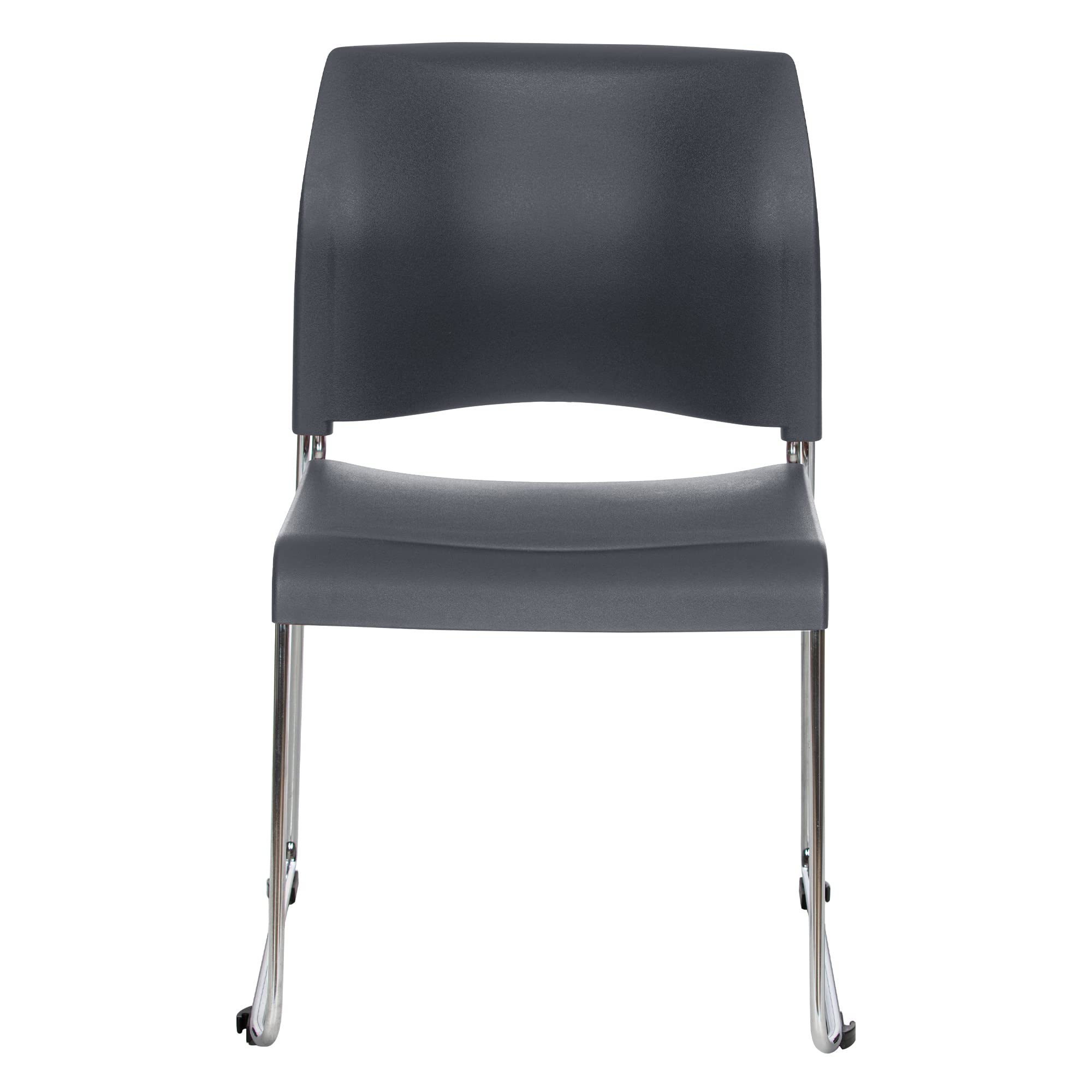 OEF Furnishings OEF8820-11-20/4 Commercial Stack Chair (Hard Plastic Seat and Back, Dark Gray, Chrome Frame, 4-Pack)