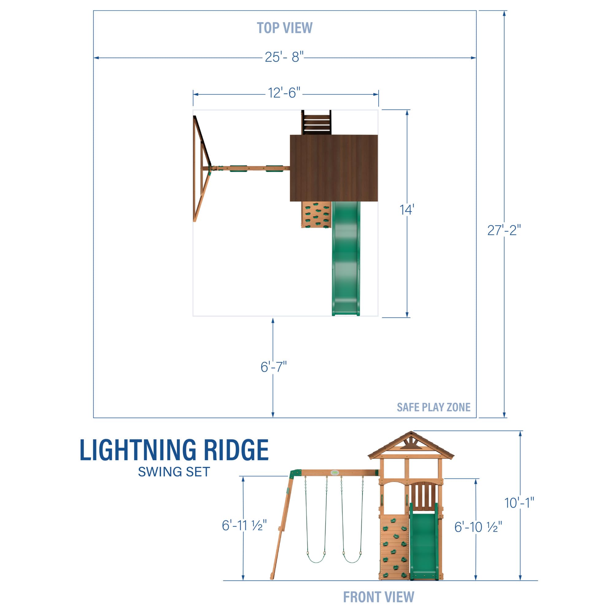 Backyard Discovery Lightning Ridge Cedar Wood Swing Set with Wave Slide, Play Deck, Rock Wall, Sandbox, Belt Swings, Toy Telescope, Steering Wheel, Step Ladder, Outdoor Playset