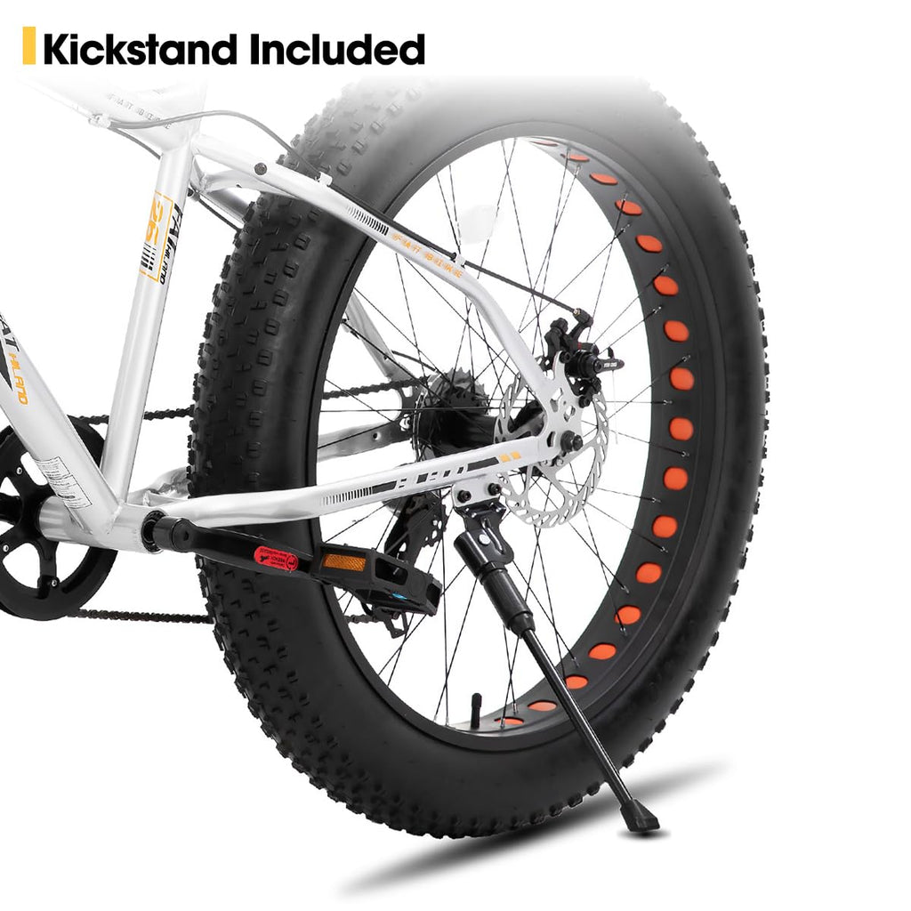 HH HILAND 26 Inch Kids' Bicycles Fat Tire Mountain Bike for Boys and Girls, 7-Speed, Dual-Disc Brake, Kids Beach and Snow Bicycle Sliver