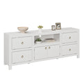 Farmhouse TV Stand for 75/80 Inch TVs, 70" Long Entertainment Center with 6 Storage Drawers & Soundbar Shelf, White Television Consoles Stands for Living Room, Bedroom