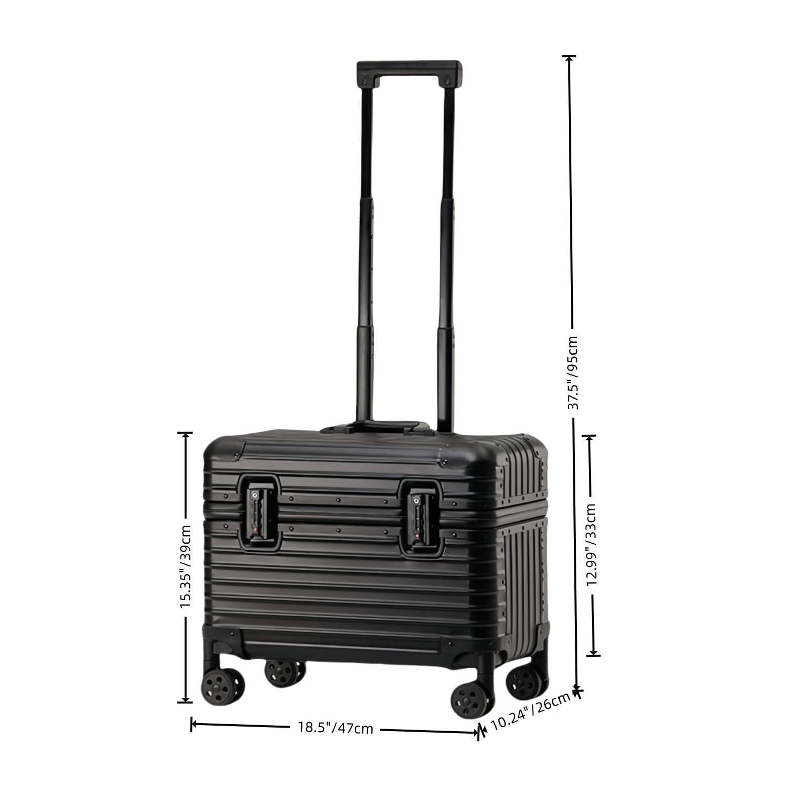 Perle Path Full Aluminum Camera Carry-On Luggage DSLR Shockproof TSA lock Photography Gear Case with Removable Dividers & 360° detachable Wheels Luggage Rolling trolley case storage case (black)