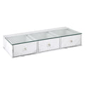 BarberPub Glass Top Wall Mount Station, Beauty Barber Spa Storage Cabinet with 3 Drawers, Minimalist Hair Salon Styling Equipment, Home & Bathroom Organizer 2200 (White)
