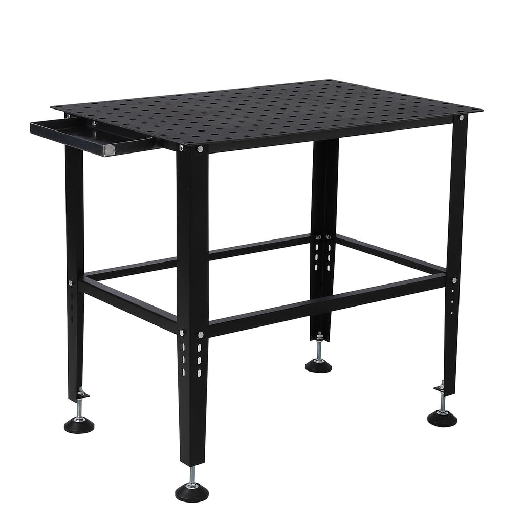 36"x24" Welding Table - Heavy Duty 1200LB Capacity Steel Workbench with Locking Casters, 5/8" Fixture Holes & Tool Tray, Portable Welding Work Table for Garage, Shop