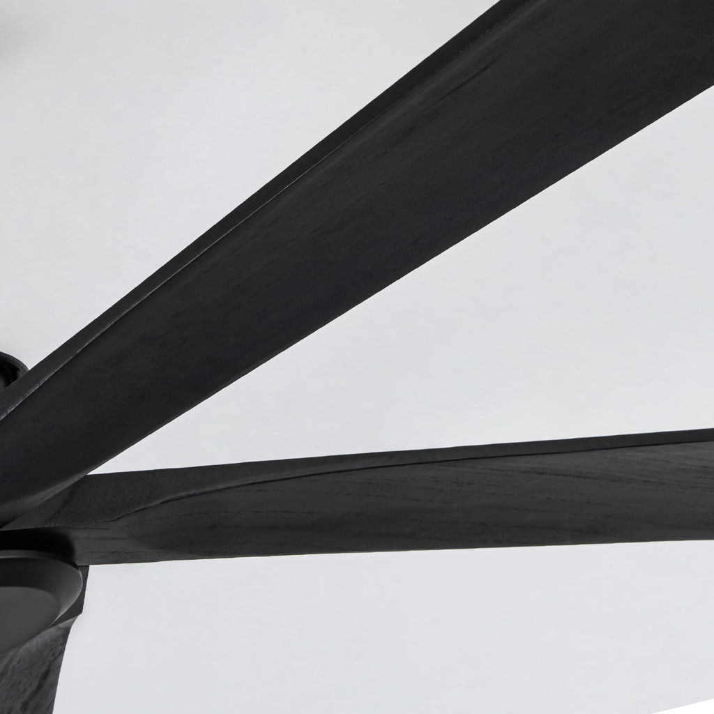 Vernal Life 64 Inch Modern Flush Mount Ceiling Fans no Light for Living Room, 5 Reversible Wood Blades, 6-Speeds, 110V Noiseless DC Motor (Black Finish with Black Blades)