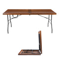 Sleekform 6ft Wooden Folding Table with Handle, Wood Folding Banquet Tables for Dinner - 6 Foot x 28 in, Portable, Sturdy & Lightweight Foldable Table for Dinner, Conference or Picnic - Walnut