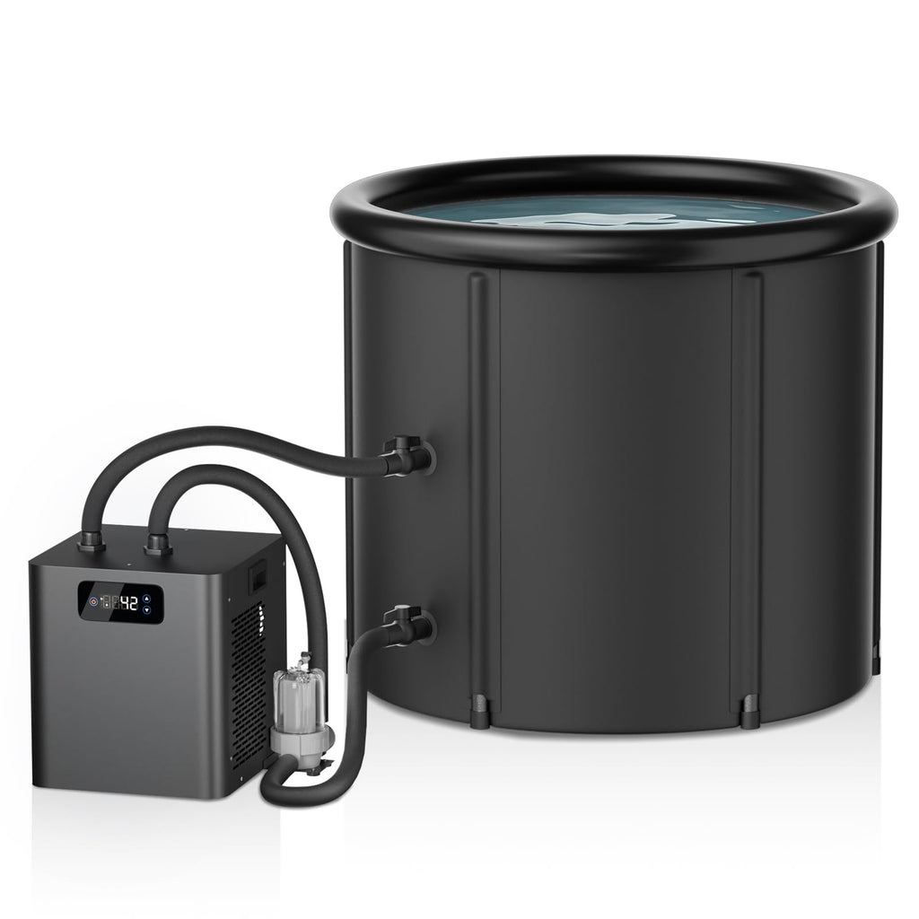 1/3 HP Cold Plunge Chiller & Ice Bath Tub Kit, Ice Bath Chiller with External Filter & Pump, 100Gal Ice Pod, Round Ice Plunge Tub, Cold Plunge Tub with Water Chiller for Cold Therapy