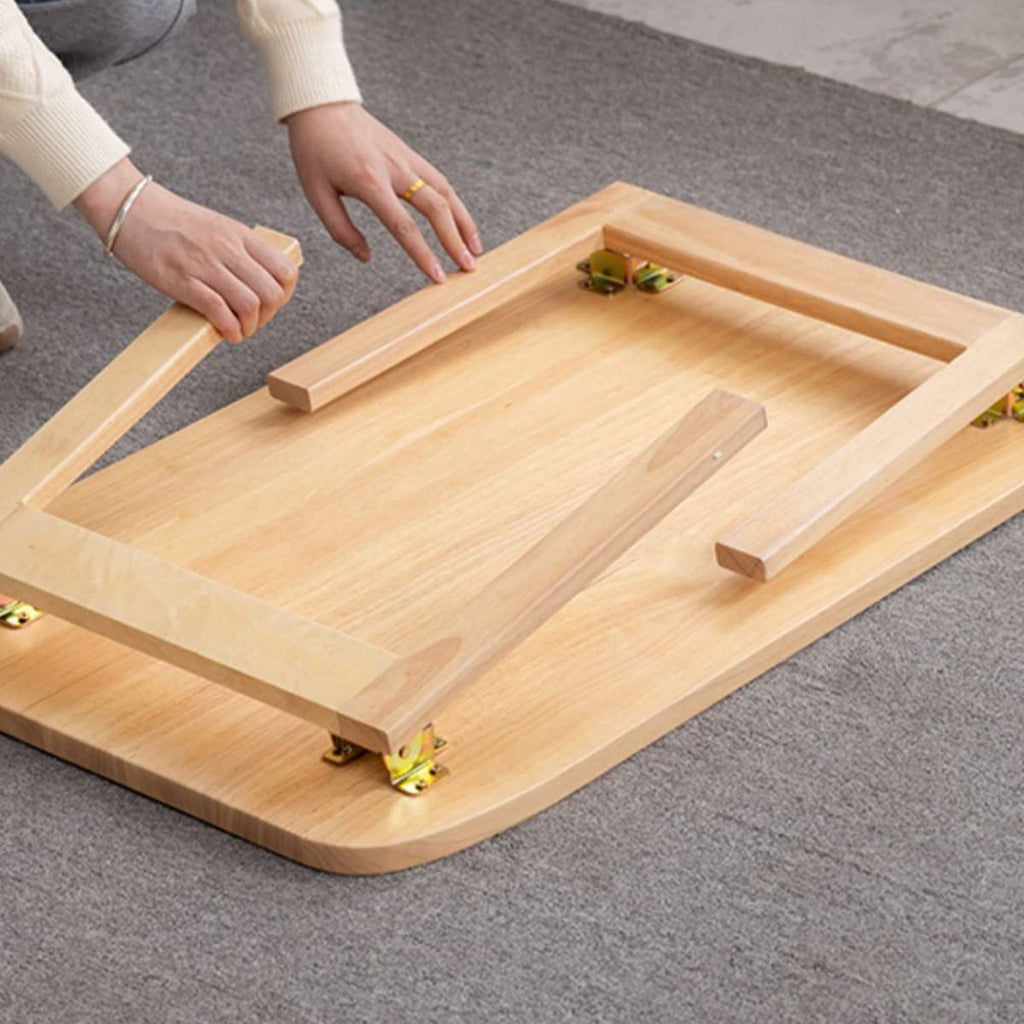 MHJKHG Foldable Wooden Table Living Room Coffee Table Foldable Coffee Table Children's Game Table Laptop Table，Wood Color 60x40x27cm