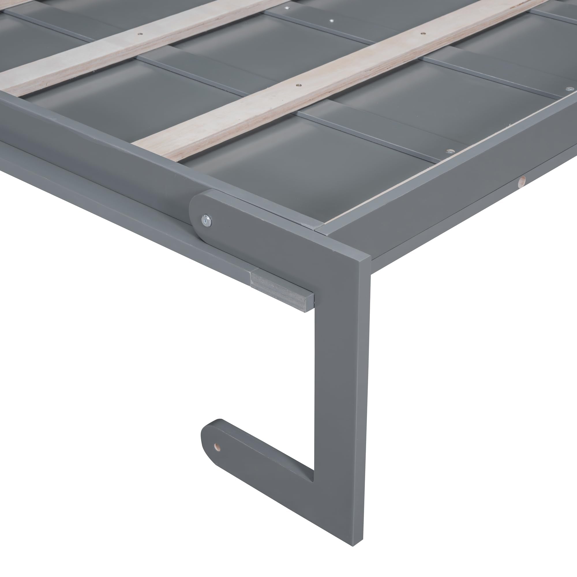Merax Queen Size Murphy Bed Frame, Modern Wall Bed Can Be Folded into Cabinet, Chair with Cushion, Gray