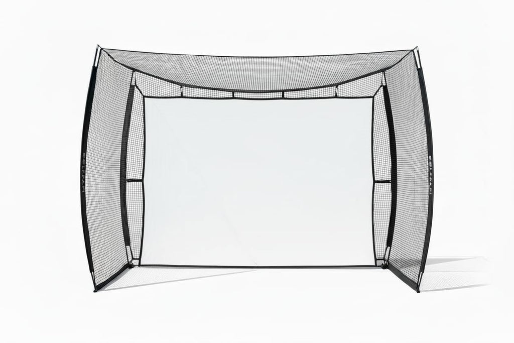 GOLF PAPi Mobile Golf Simulator Net – 10ft Compact Practice Net with Steel Frame & Impact Screen – Indoor & Outdoor Golf Training for Backyard, Garage & Home Sim Setup