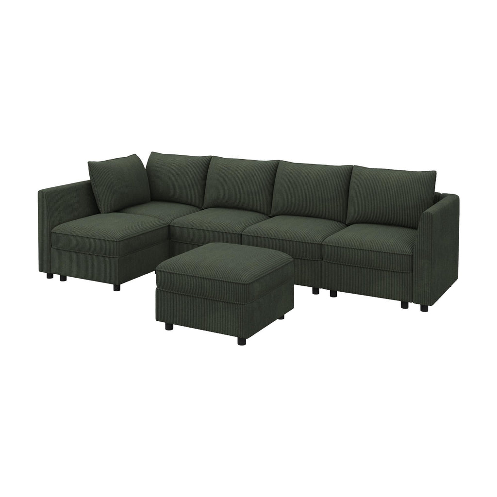HONBAY Modular Sectional Sleeper Sofa Green Couch L Shaped Sectional Sofa with Storage, Convertible Couches for Living Room - Green