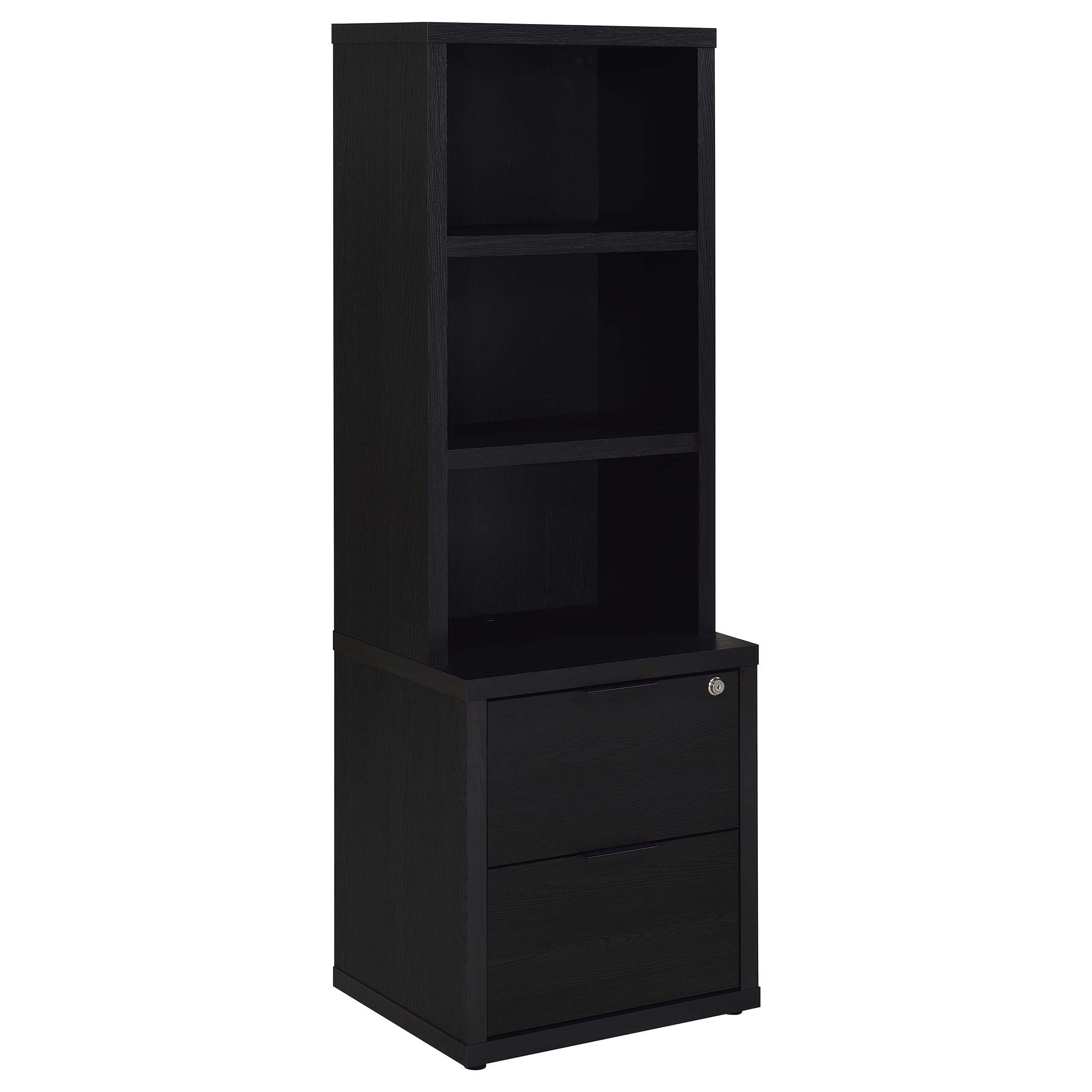 Coaster Home Furnishings Westpark 3-Shelf Bookcase USB and Lockable Drawer Black