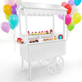 Gasgo Versatile Dessert Cart with Fixed Wheels - 70"x40"x22" Charcuterie Station, Candy Display Stand for Business, Flower Cart with Included 100 Balloons & 1 String Lights, White