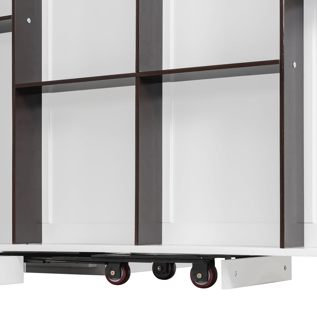 Merax Rotating Queen Murphy Bed with Hidden Storage Racks, Space-Saving Multifunctional Wall Bed for Home Office & Small Rooms