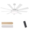 WINGBO 60" Ceiling Fan with Light - Large LED Dimmable Light, 6-Speed Remote Control, Reversible DC Motor, Modern Ceiling Fan 9 Blades for Bedroom, Living Room, Indoor Outdoor White and Oak