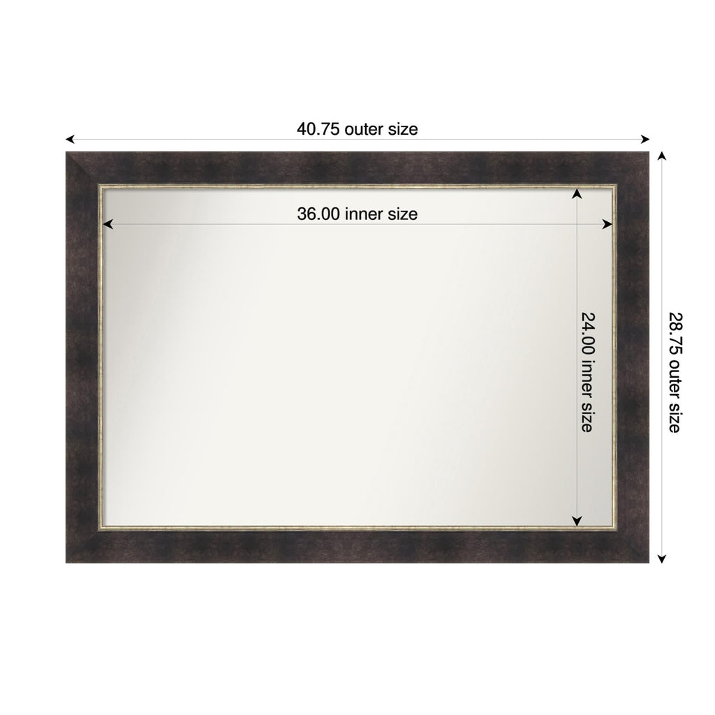 Amanti Art Bronze Bathroom Mirror for Over Sink, 29x41 Odin Antique Bronze Rectangle Vanity Mirror, Large Modern Wood Frame, Hangs Horizonally and Vertically, Bathroom Wall Decor, Non-Beveled Edge