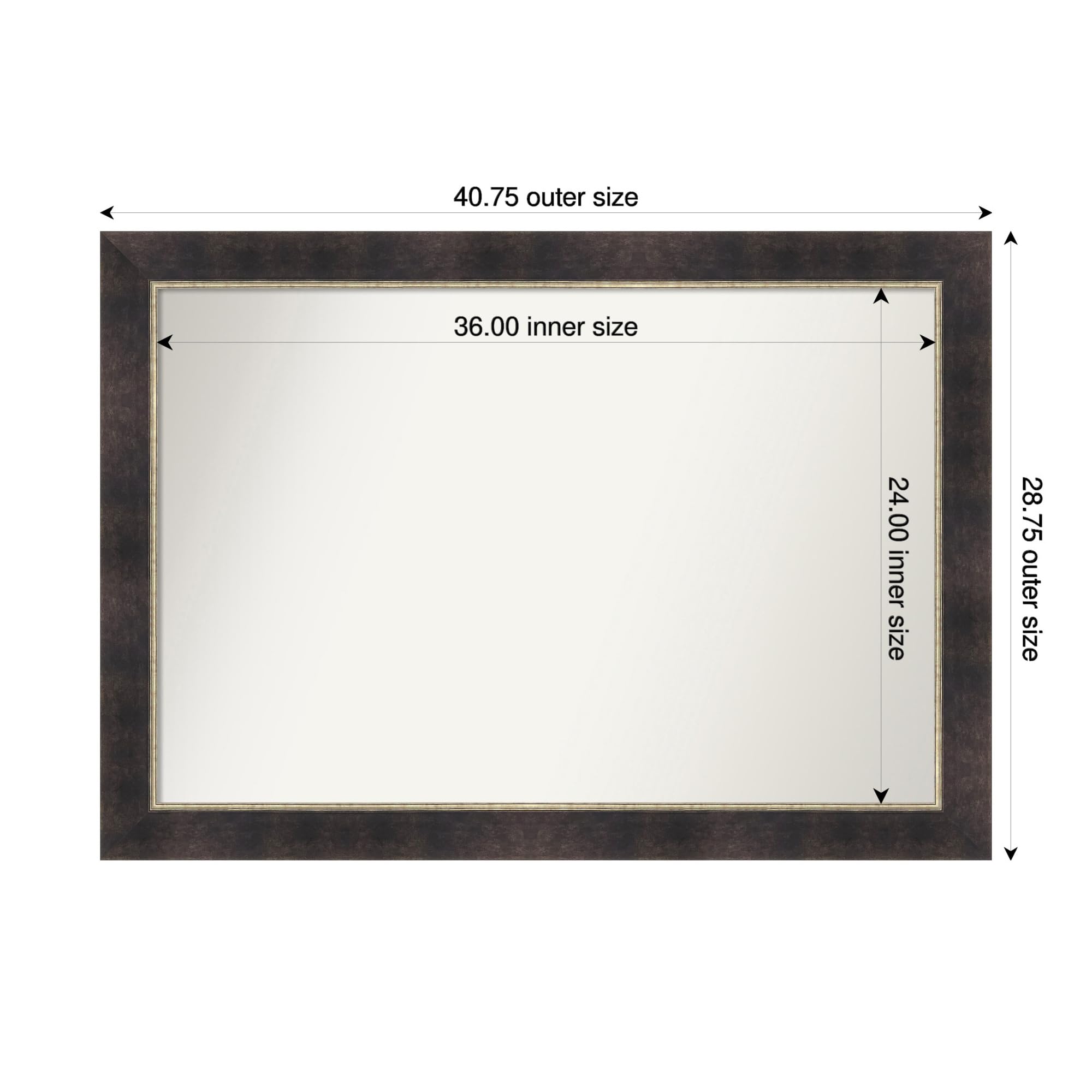Amanti Art Bronze Bathroom Mirror for Over Sink, 29x41 Odin Antique Bronze Rectangle Vanity Mirror, Large Modern Wood Frame, Hangs Horizonally and Vertically, Bathroom Wall Decor, Non-Beveled Edge